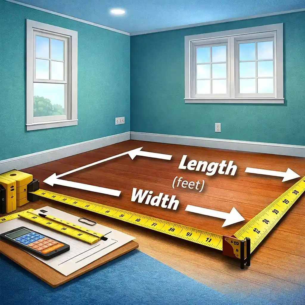 room measurement diagram showing length and width for square footage calculation