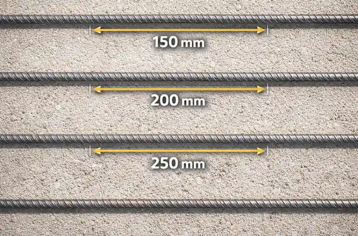 rebar grid layout for concrete slab with spacing and bar placement