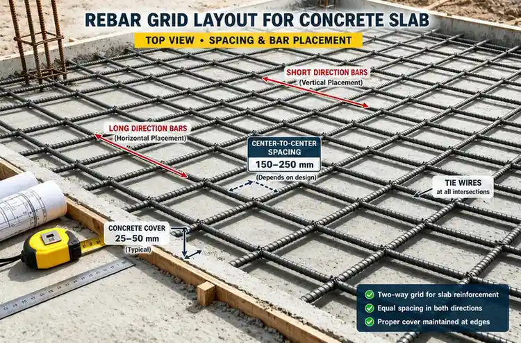 rebar spacing for concrete slab with different distance examples