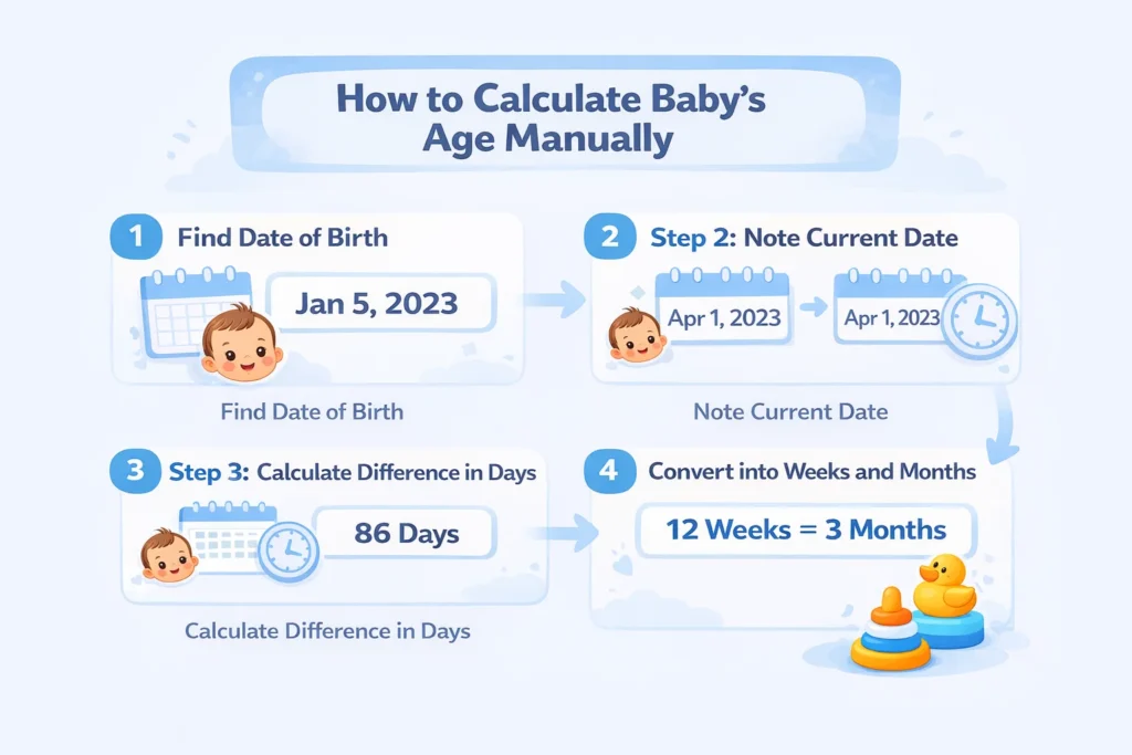 steps to calculate baby age in weeks months and days