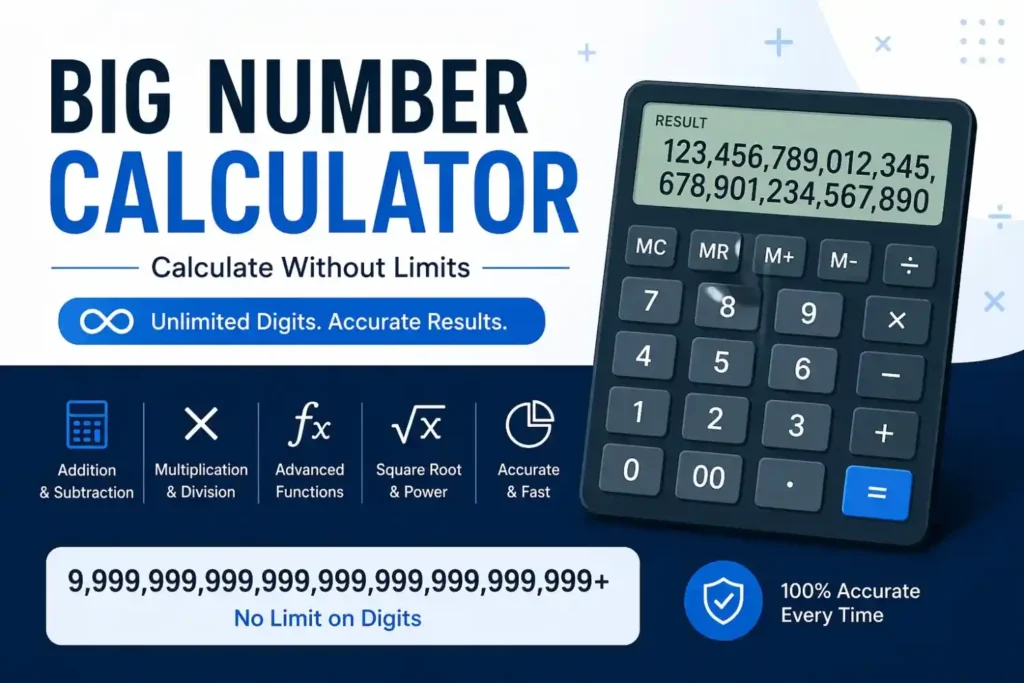 Online big number calculator handling extremely large values accurately