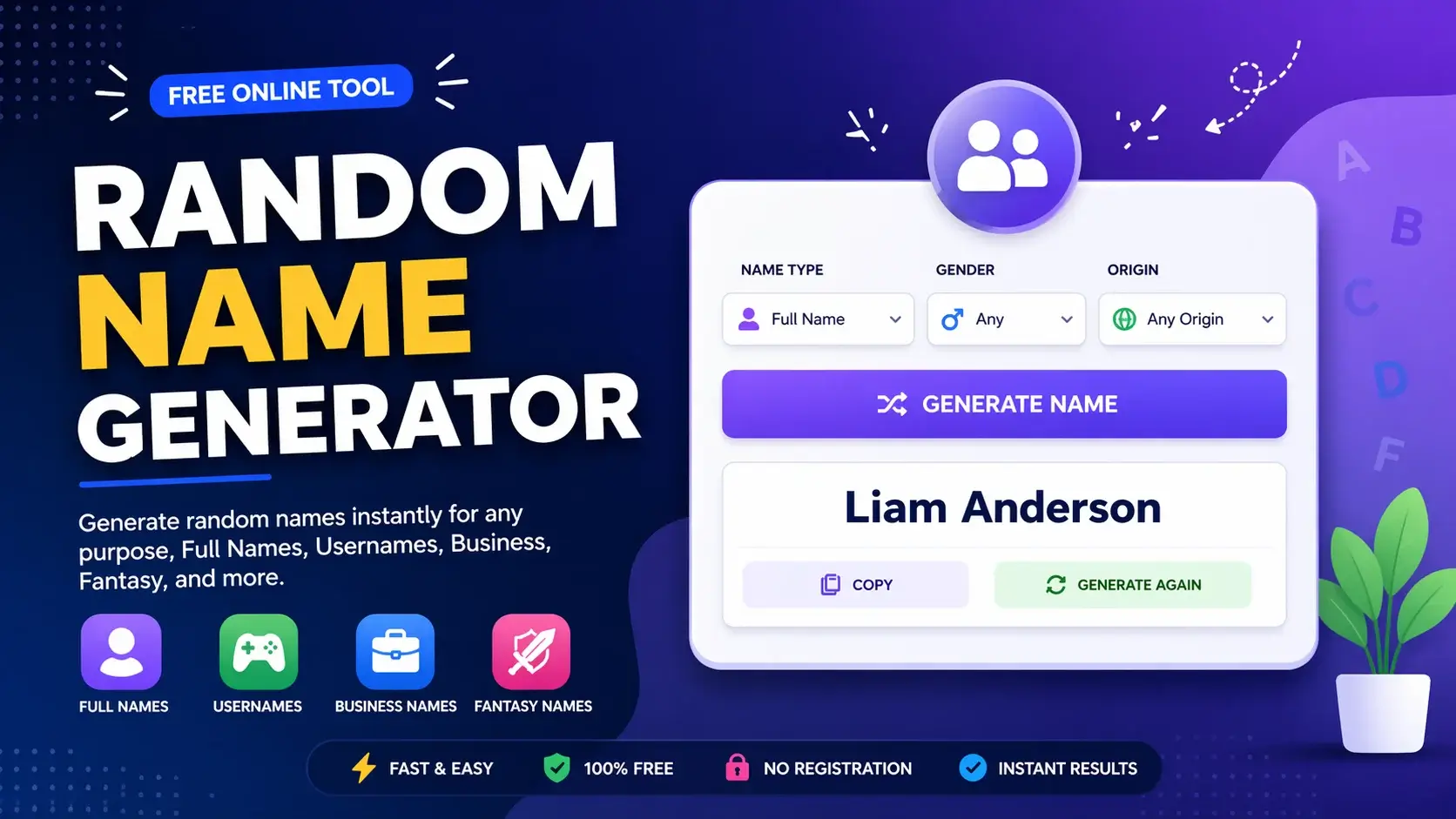Random Title Random Name Generator, Generate Names Instantly Free