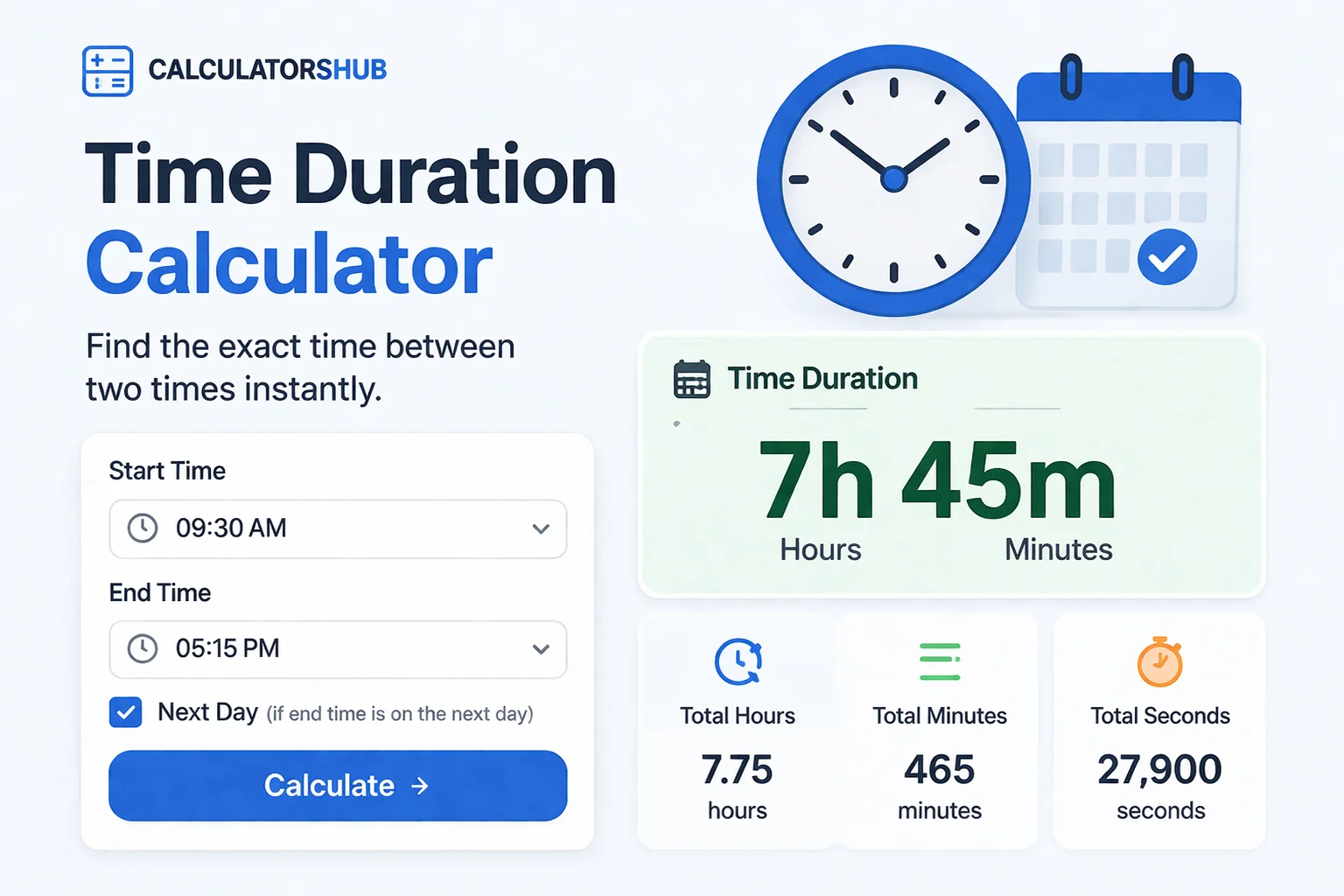 Time Duration Calculator — Elapsed Time Between Dates & Times