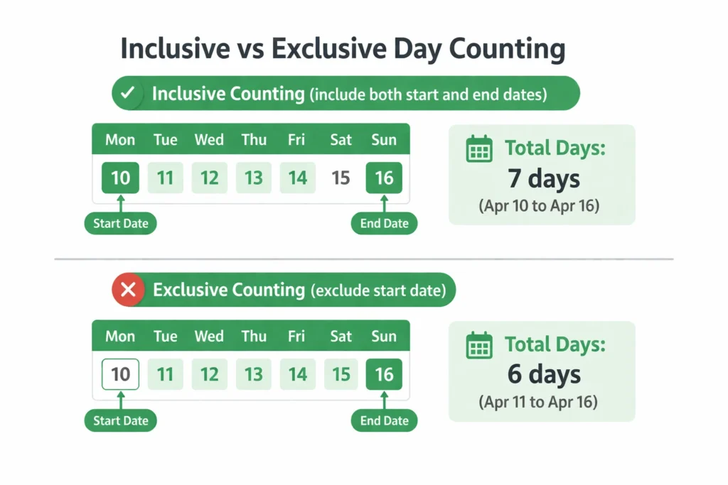 Day Counter, Days Between Dates, Since, Until Tool 2 Example showing total days between two dates on a timeline