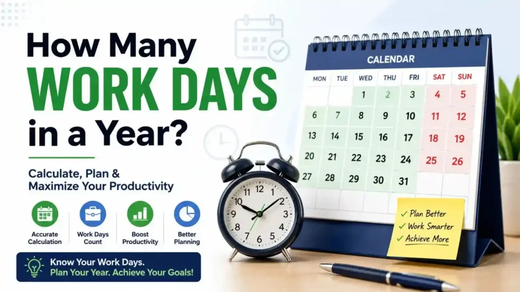 How Many Work Days in a Year? 250 in 2026 (Full Breakdown) 1 How Many Working Days in 2026 Full Month-by-Month Guide